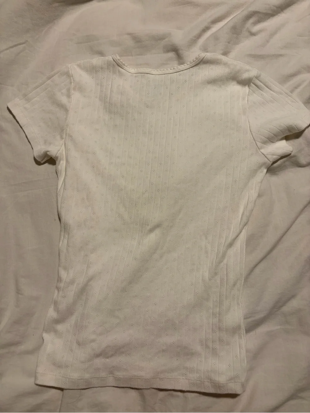 Brandy Melville White Short Sleeve Ribbed Tee - Picture 3 of 3